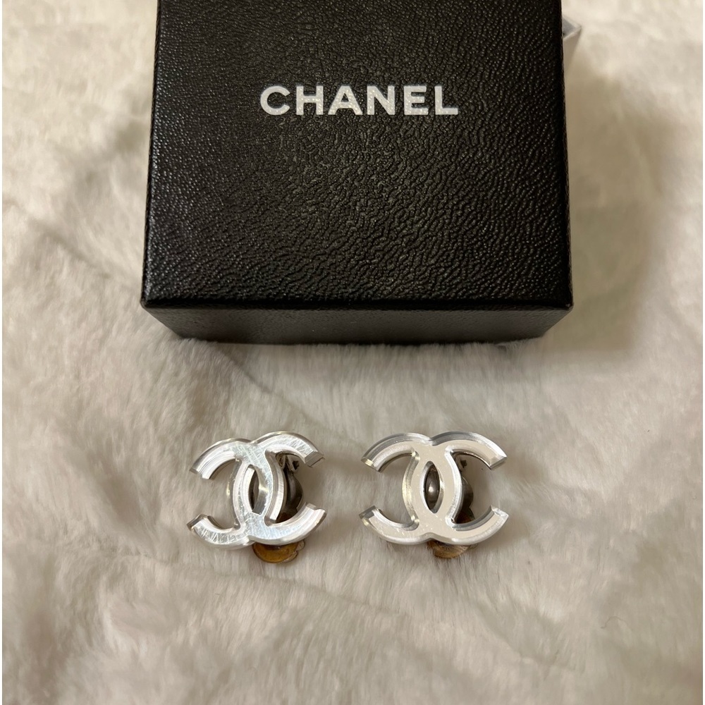 One of a kind!!! Chanel Cocomark Mirror Silver Earrings